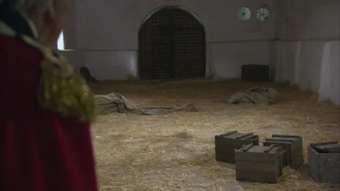 British redcoats find empty armory, 1770s - Reenactment Stock Footage 202900087