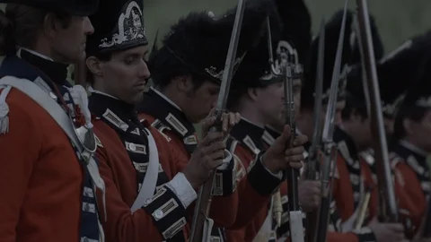 British Redcoats fix bayonets to attack Stock Footage 93708619