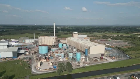 The British salt processing plant, Middlewich, Cheshire, England, aerial Video stock 283358801