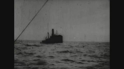 British steamer sinking in sea Stock Footage 43320283
