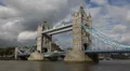 British Symbol Tower Bridge London England UK United Kingdom Thames River Cloudy HD Footage