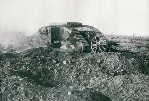 A British Tank In Action On The Western Front During The First World War Stock Photos