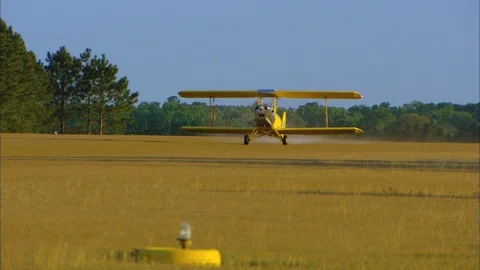 British Tiger Moth Take Off Video stock 85611309