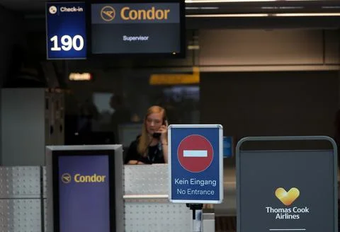 British tour operator Thomas Cook stops operating, Duesseldorf, Germany - 23 Sep Stock Photos