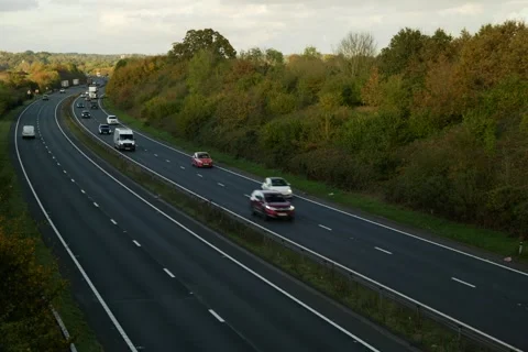 British traffic using the A34 road on sunny day 3 6K Stock Footage 290351448