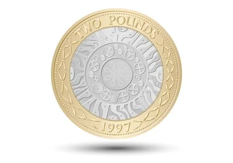 British two pound coin. Vector illustration. Eps-10 Stock Illustration