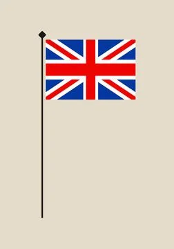 British Union Jack Flag Flying Proudly on a Flagpole, Symbolizing National .. Stock Illustration
