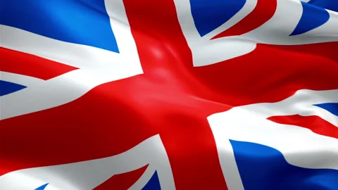 British Union Jack Flag video waving in wind. Realistic UK Flag background Stock Footage 97656382