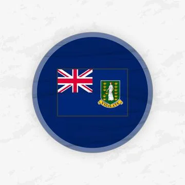 British Virgin Islander Flag in a Circular Emblem Design, Abstract Round St.. Stock Illustration