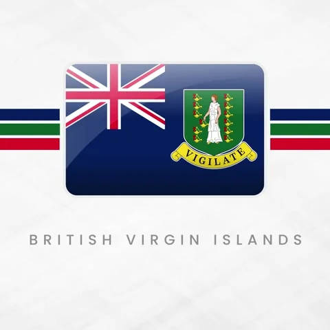 British Virgin Islands Flag Button: BVI Overseas Territory 3D Vector Emblem.. Stock Footage 330951180