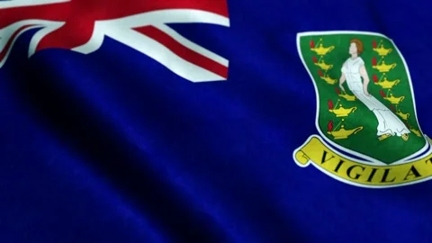 British Virgin Islands Flag Close Up Realistic Animation Seamless Loop Video stock 240174994