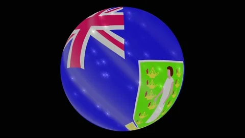 British Virgin Islands flag in a round ball rotates. Flicker and shine Video stock 145857643