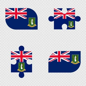 British Virgin Islands Flag Rounded Shapes and Puzzle Set. Stock Illustration