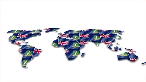 British Virgin Islands flag wave 3d earth map animation white background Vidéo 264290108