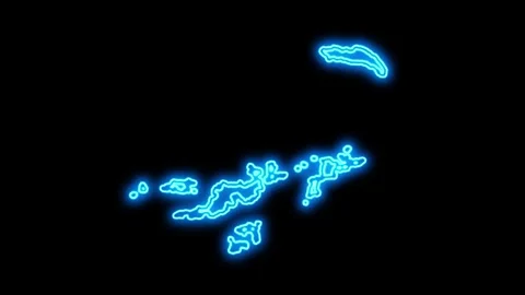 British Virgin Islands Map Outline Neon Lights Stock Footage 332849048