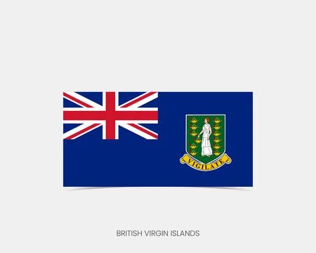 British Virgin Islands Rectangle flag icon with shadow. Illustrazione stock