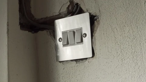 British wall light switch exposed wiring stock footage Stock Footage 108318239