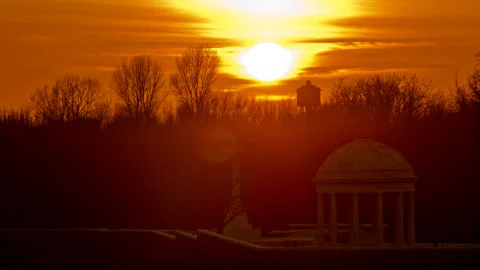 British war cemetery on sunset Stock Footage 89797692