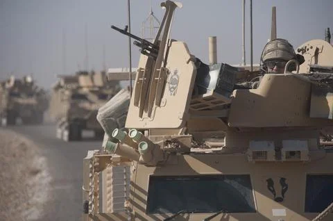 British Warthog Fighting Vehicles Commanded By Major Jim Cameron (pictured On To Foto stock