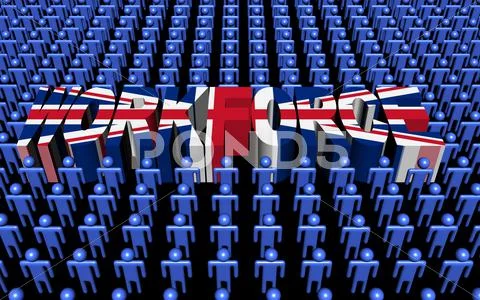British workforce with flag text illustration Stock Illustration