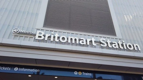 Britomart train stain empty during covid-19, Auckland, New Zealand Stock Footage 127495834