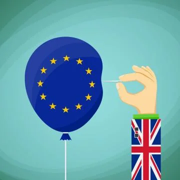 Briton with a needle in his hand and a balloon with the flag of Stock Illustration