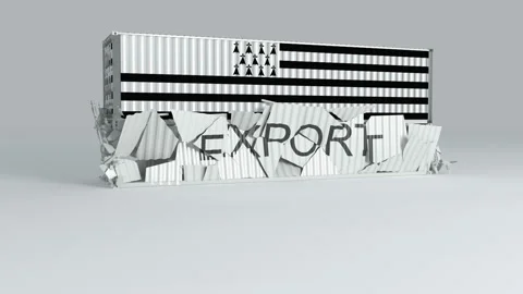 Brittany container with the flag falls on top of a container labeled EXPORT Stock Footage 124445320