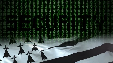 Brittany flag - Waving flag on matrix binary code background Stock Footage 321422148