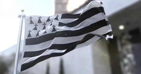 Brittany flag waving-seamless-loop-4k-60fps Stock Footage 343670286