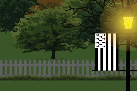 Brittany Night Trees Lamp Vector Illustration Stock Illustration