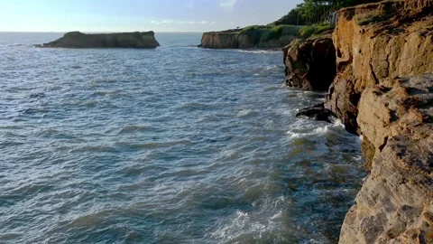 Britton landscape with cliffs and the ocean Stock Footage 274645480