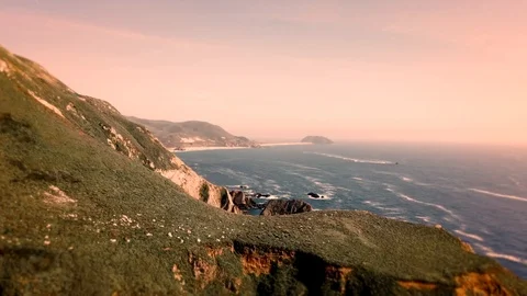 Brixby Bridge from Hurricane Lookout Viewpoint of California USA Stock Footage 107400401