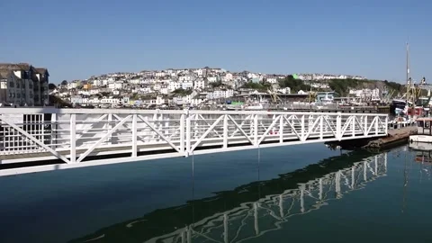Brixham Devon England. The harbour, marina, breakwater Stock Footage 133437866