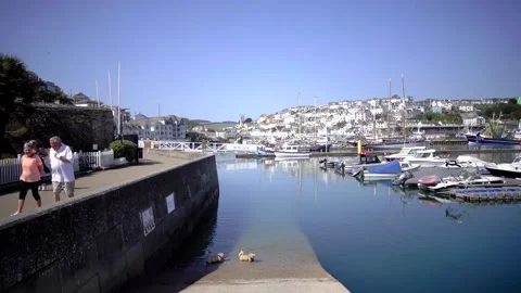 Brixham Devon England. The harbour, marina, breakwater Stock Footage 133438074
