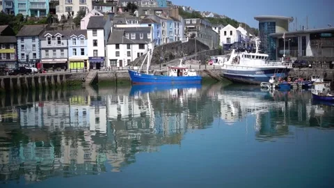 Brixham Devon England. The harbour, marina, breakwater Stock Footage 133438580