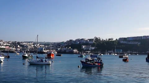 Brixham, devon. May 31, 2021. A happy men with two friends fishing in brixh.. Stock Footage 264353757