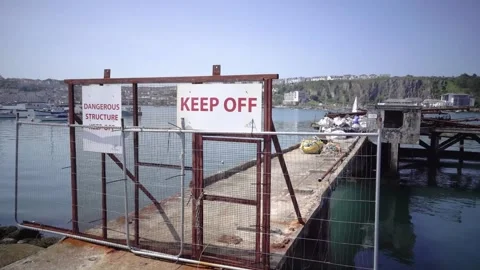 Brixham Harbour, Devon England. The breakwater and features Stock Footage 133361355