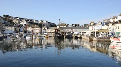 Brixham harbour Devon England Torbay blue sky summer day Stock Footage 29080357