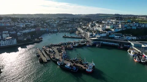 Brixham Harbour from a drone, Brixam, Torbay, Devon, England, Europe 動画素材 227730424