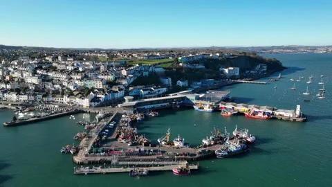 Brixham Harbour from a drone, Brixam, Torbay, Devon, England, Europe 库存影片 227730789