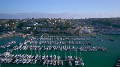 Brixham Marina and Harbour from a drone, Brixam, Devon, England Stock Footage 163217088