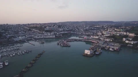 Brixham Marina and Harbour from a drone, Brixam, Devon, England, Europe Stock Footage 181530521