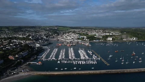 Brixham, South Devon, England: DRONE VIEWS: The harbour &amp; town of Brixham (9) Stock Footage 265018355