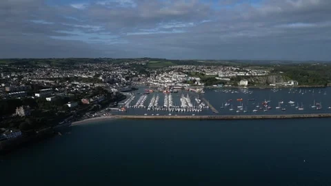 Brixham, South Devon, England: DRONE VIEWS: The harbour &amp; town of Brixham (6) Stock Footage 265018502
