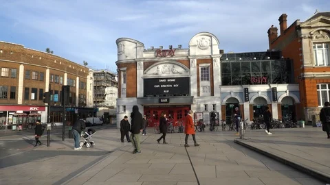 Brixton Cinema displays message on David Bowie death - January 2016, London (4K) Stock Footage 119935181