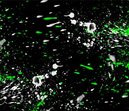 Brizgi green Splatter Texture on the black Stock-Illustration