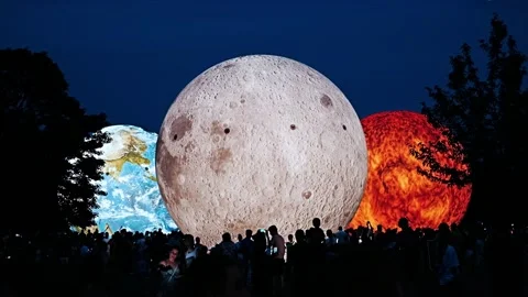 BRNO, Czech Republic - models of the planets Sun, Mars, Earth and Moon at day Stock Footage 209621889