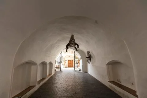 The Brno dragon in the Old Town Hall in Brno building, Czech Republic, Europe Stock Photos