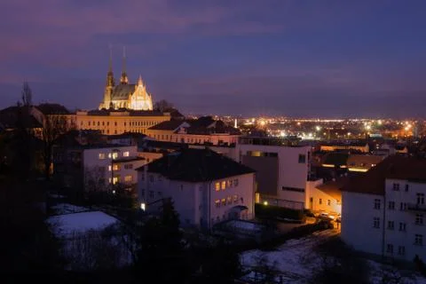 Brno at night Stock Photos