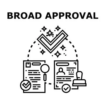 Broad approval concept identifying completed documents and verification Ilustración de archivo